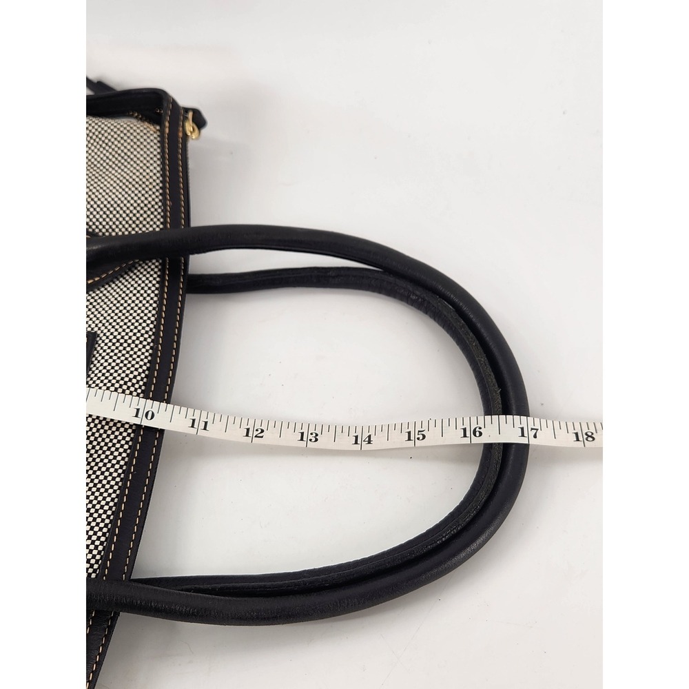 Dooney & Bourke Satchel Bag Womens Large Black White Woven Leather Trim - Picture 10 of 11
